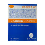 Long Life Carbon Paper 10sheets 8.5"x11" Blue CP1011 (5packs)