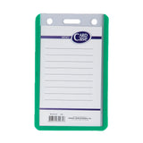 Long Life Memo ID Jacket 9cmx5.5cm Green HV67C (50pcs)