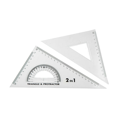 Crystal 2pcs Math Set Triangle Protractor 701T (1set)