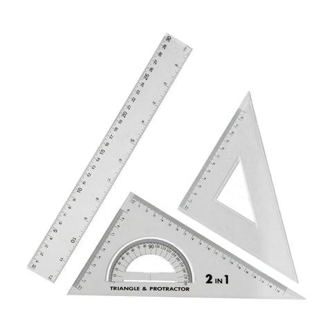 Crystal 3pcs Math Set Ruler Triangle Protractor 701 (1set)