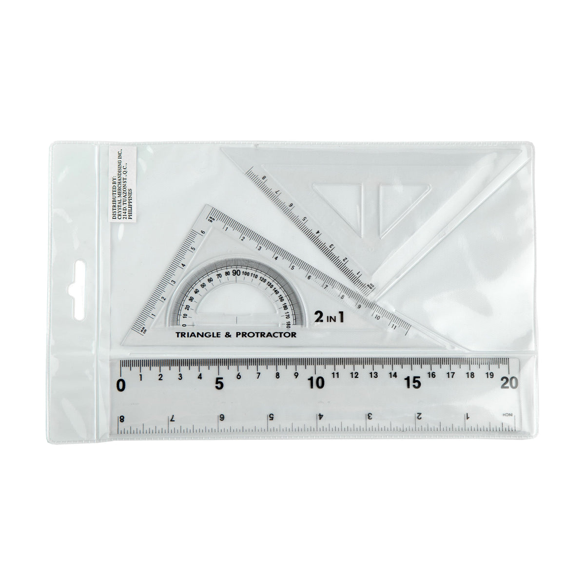 Crystal 3pcs Math Set Ruler Triangle Protractor 703 (1set) – Ceres Asia