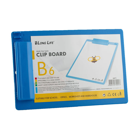 Long Life B6 Plastic Clipboard Blue A971 (1pc)