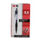 M&G R5 Retractable Gel Pen 0.7mm Black AGP12371 (12pcs)