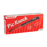 Zebra Pic Knock Retractable Ballpen 0.7mm Red BA65 (12pcs)