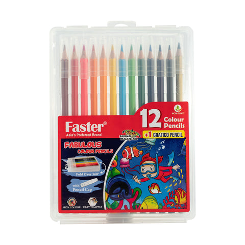 Faster Fabulous 12 Color Pencils with 1 Grafico Pencil CPF5013 (1set)