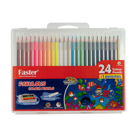 Faster Fabulous 24 Color Pencils with 1 Grafico Pencil CPF5025 (1set)