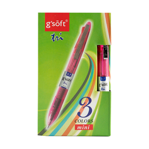 G'Soft Mini Tri 3-Color Ballpen 0.7mm Assorted Barrel GS3M (12pcs)