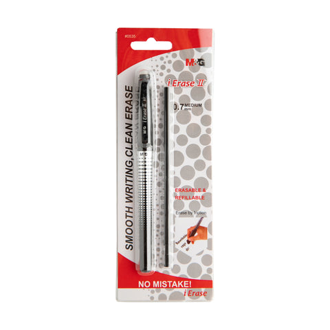 M&G iErase2 Erasable Gel Pen with Refill Blister Pack 0.7mm Black HAKP0535 (1set)