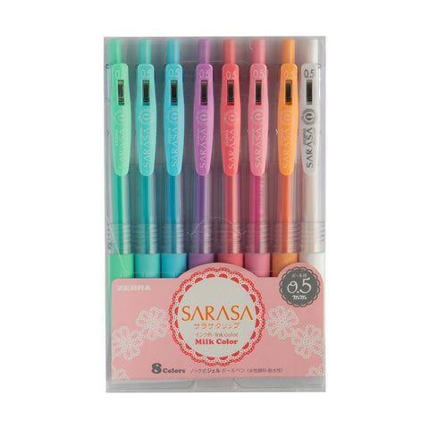 Zebra Sarasa Milk 0.5mm 8 Colors JJ15-8C-MK (8pcs Set)