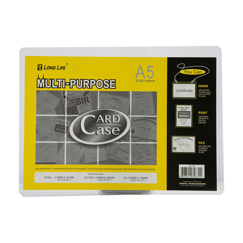 Long Life Multi-Purpose Card Case 216x148mm A5 Clear LL15 (5pcs)