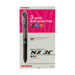 Zebra 3-Color Retractable Ballpen 0.7mm NZ3C (12pcs)